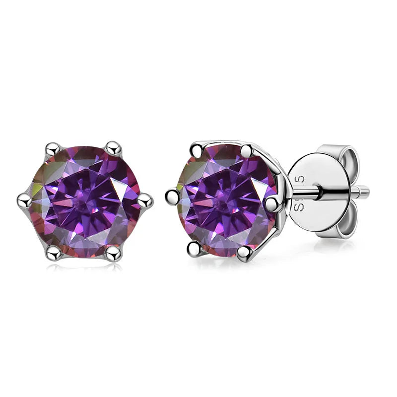 VVS D Color Russian Cut Moissanite Stud Earrings 1/2/4 CT S925 Sterling Silver BandsCo Straps
