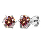 VVS D Color Russian Cut Moissanite Stud Earrings 1/2/4 CT S925 Sterling Silver BandsCo Straps