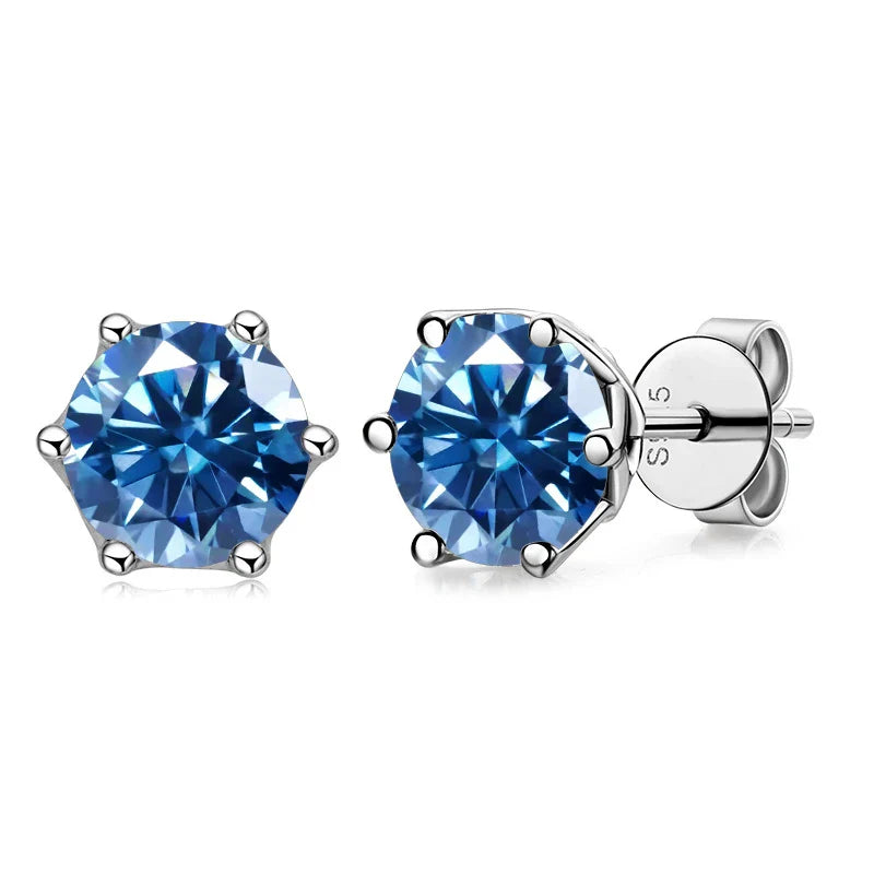 VVS D Color Russian Cut Moissanite Stud Earrings 1/2/4 CT S925 Sterling Silver BandsCo Straps