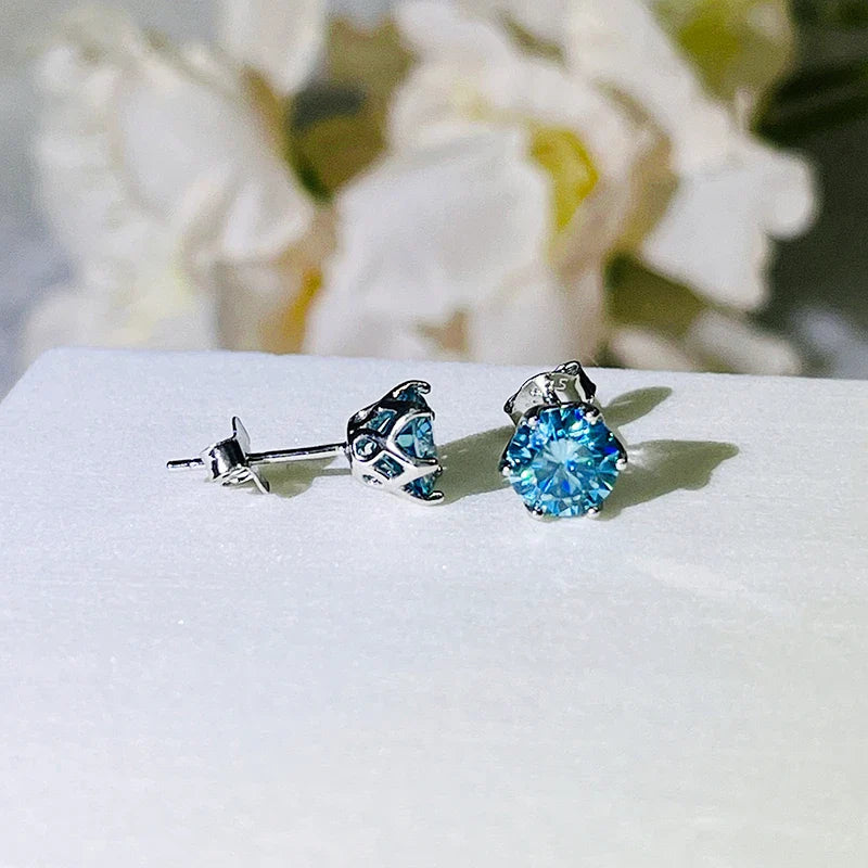 VVS D Color Russian Cut Moissanite Stud Earrings 1/2/4 CT S925 Sterling Silver BandsCo Straps