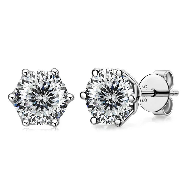 VVS D Color Russian Cut Moissanite Stud Earrings 1/2/4 CT S925 Sterling Silver BandsCo Straps