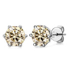 VVS D Color Russian Cut Moissanite Stud Earrings 1/2/4 CT S925 Sterling Silver BandsCo Straps