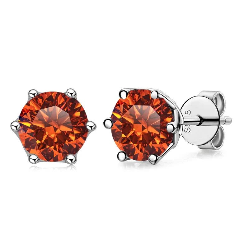 VVS D Color Russian Cut Moissanite Stud Earrings 1/2/4 CT S925 Sterling Silver BandsCo Straps