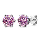 VVS D Color Russian Cut Moissanite Stud Earrings 1/2/4 CT S925 Sterling Silver BandsCo Straps
