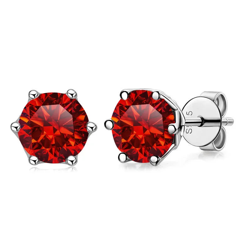 VVS D Color Russian Cut Moissanite Stud Earrings 1/2/4 CT S925 Sterling Silver BandsCo Straps