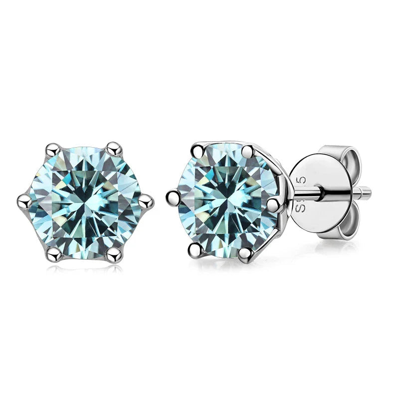 VVS D Color Russian Cut Moissanite Stud Earrings 1/2/4 CT S925 Sterling Silver BandsCo Straps