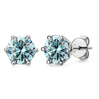 VVS D Color Russian Cut Moissanite Stud Earrings 1/2/4 CT S925 Sterling Silver BandsCo Straps