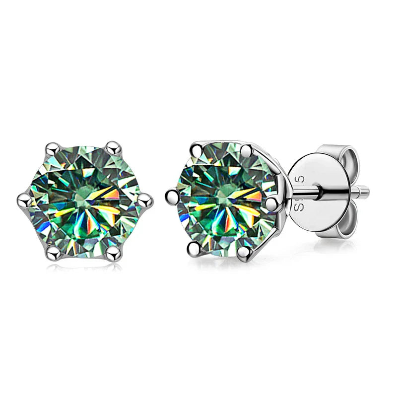 VVS D Color Russian Cut Moissanite Stud Earrings 1/2/4 CT S925 Sterling Silver BandsCo Straps