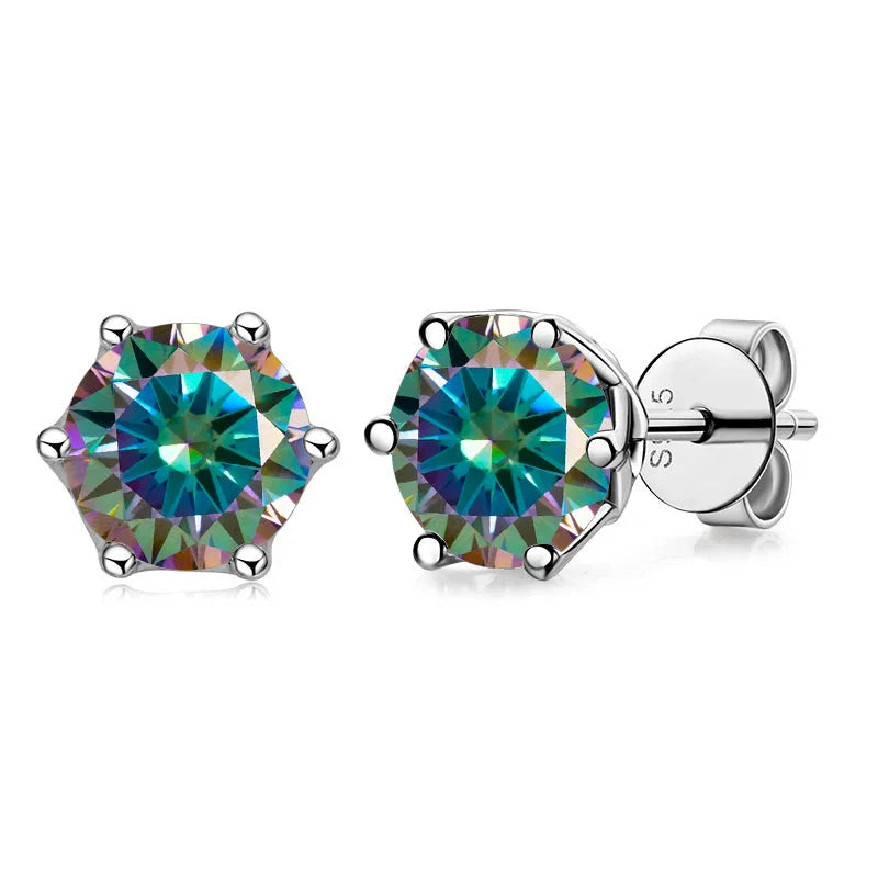 VVS D Color Russian Cut Moissanite Stud Earrings 1/2/4 CT S925 Sterling Silver BandsCo Straps