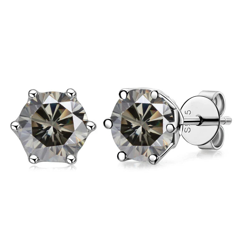 VVS D Color Russian Cut Moissanite Stud Earrings 1/2/4 CT S925 Sterling Silver BandsCo Straps