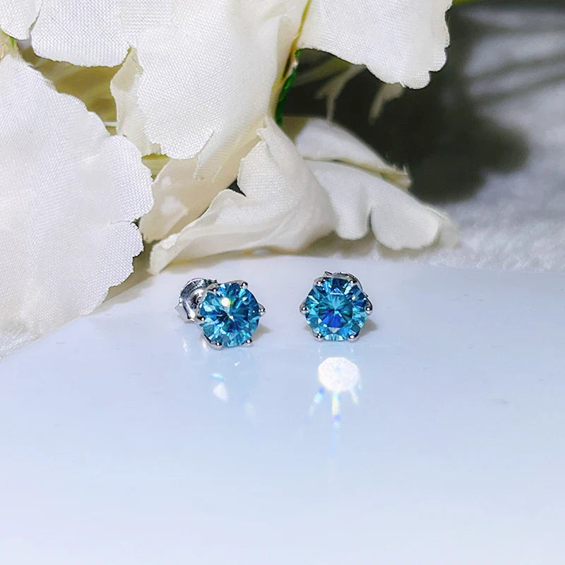 VVS D Color Russian Cut Moissanite Stud Earrings 1/2/4 CT S925 Sterling Silver BandsCo Straps