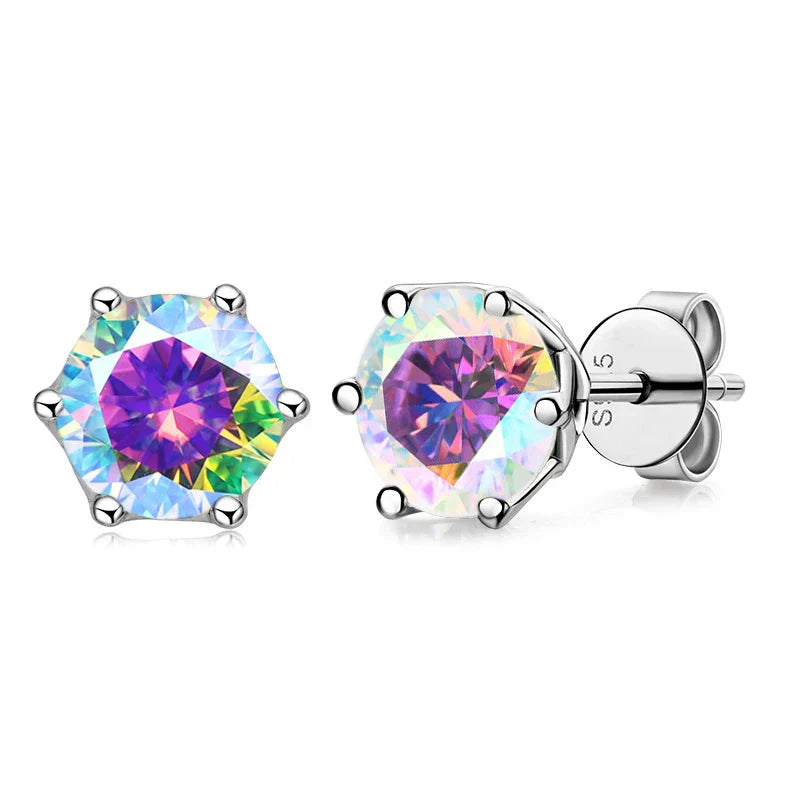 VVS D Color Russian Cut Moissanite Stud Earrings 1/2/4 CT S925 Sterling Silver BandsCo Straps