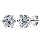 VVS D Color Russian Cut Moissanite Stud Earrings 1/2/4 CT S925 Sterling Silver BandsCo Straps