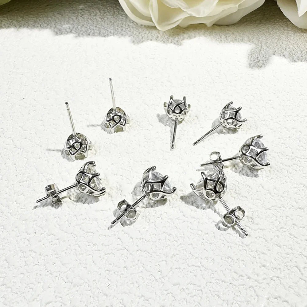 VVS D Color Russian Cut Moissanite Stud Earrings 1/2/4 CT S925 Sterling Silver BandsCo Straps