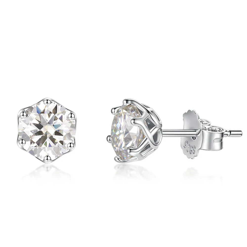 VVS D Color Russian Cut Moissanite Stud Earrings 1/2/4 CT S925 Sterling Silver BandsCo Straps