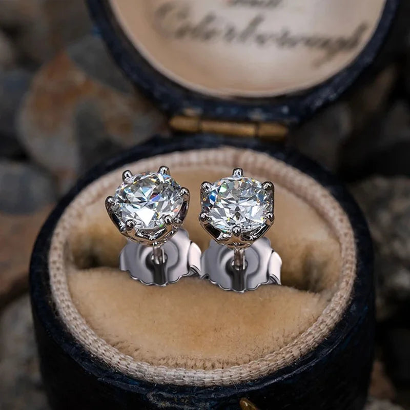 VVS D Color Russian Cut Moissanite Stud Earrings 1/2/4 CT S925 Sterling Silver BandsCo Straps