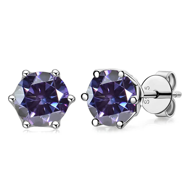 VVS D Color Russian Cut Moissanite Stud Earrings 1/2/4 CT S925 Sterling Silver BandsCo Straps