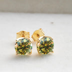 VVS D Moissanite Stud Earrings 925 Sterling Silver 18K Gold Plated Wedding BandsCo Straps