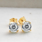 VVS D Moissanite Stud Earrings 925 Sterling Silver 18K Gold Plated Wedding BandsCo Straps