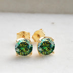 VVS D Moissanite Stud Earrings 925 Sterling Silver 18K Gold Plated Wedding BandsCo Straps