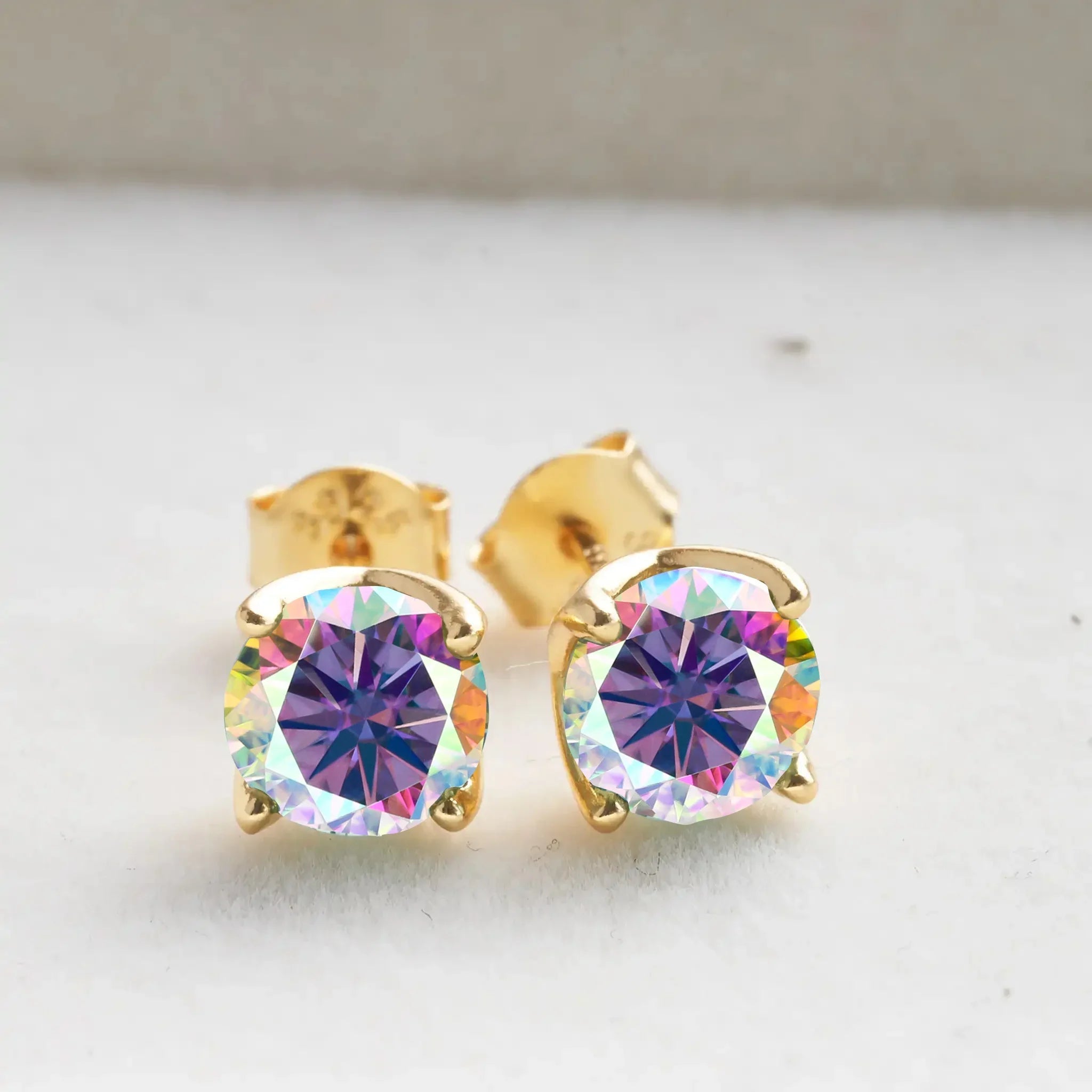 VVS D Moissanite Stud Earrings 925 Sterling Silver 18K Gold Plated Wedding BandsCo Straps
