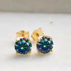 VVS D Moissanite Stud Earrings 925 Sterling Silver 18K Gold Plated Wedding BandsCo Straps
