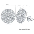 0.8ct Round Star Cut Moissanite D Color Halo Rhodium 925 Sterling Silver Studs BandsCo Straps