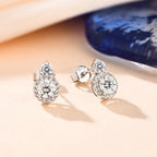 VVS1 D Color Round Moissanite Stud Earrings 925 Sterling Silver Bowknot Back BandsCo Straps