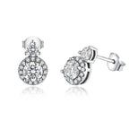 VVS1 D Color Round Moissanite Stud Earrings 925 Sterling Silver Bowknot Back BandsCo Straps