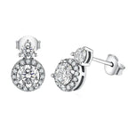 VVS1 D Color Round Moissanite Stud Earrings 925 Sterling Silver Bowknot Back BandsCo Straps