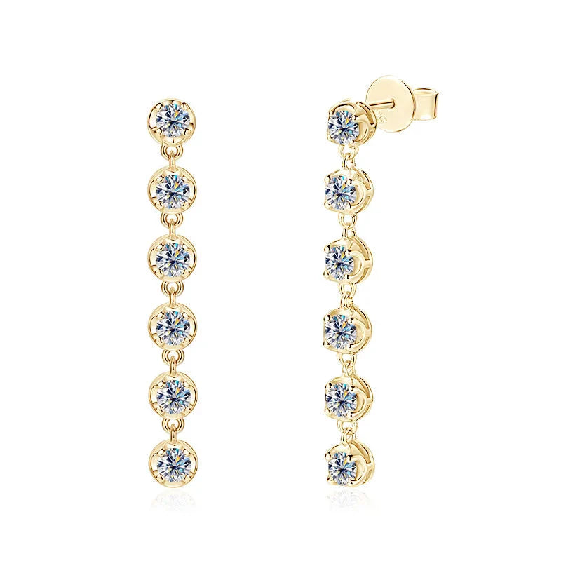 VVS1 D Moissanite Round Stud Tassel Earrings 925 Sterling Silver Wedding Gift BandsCo Straps