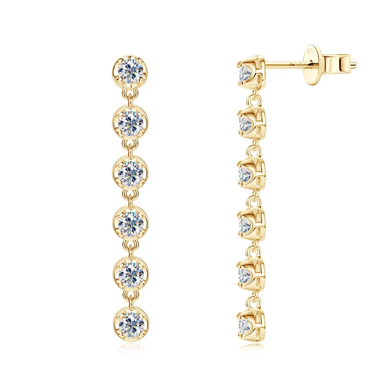VVS1 D Moissanite Round Stud Tassel Earrings 925 Sterling Silver Wedding Gift BandsCo Straps
