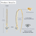 VVS1 Round Moissanite U-Shaped Stud Earrings 925 Sterling Silver Hypoallergenic Gift for Women BandsCo Straps