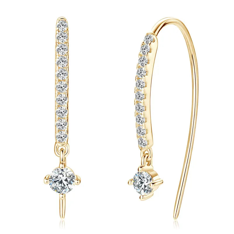 VVS1 Round Moissanite U-Shaped Stud Earrings 925 Sterling Silver Hypoallergenic Gift for Women BandsCo Straps