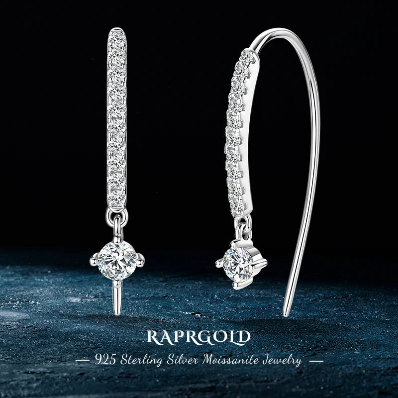 VVS1 Round Moissanite U-Shaped Stud Earrings 925 Sterling Silver Hypoallergenic Gift for Women BandsCo Straps