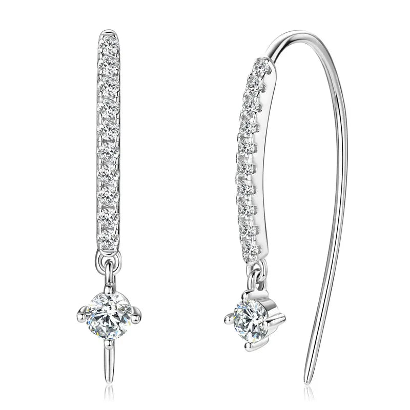 VVS1 Round Moissanite U-Shaped Stud Earrings 925 Sterling Silver Hypoallergenic Gift for Women BandsCo Straps