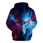 Wolf Hoodie, Couple Hoodie, Blue Sweatshirt Pi-Mart