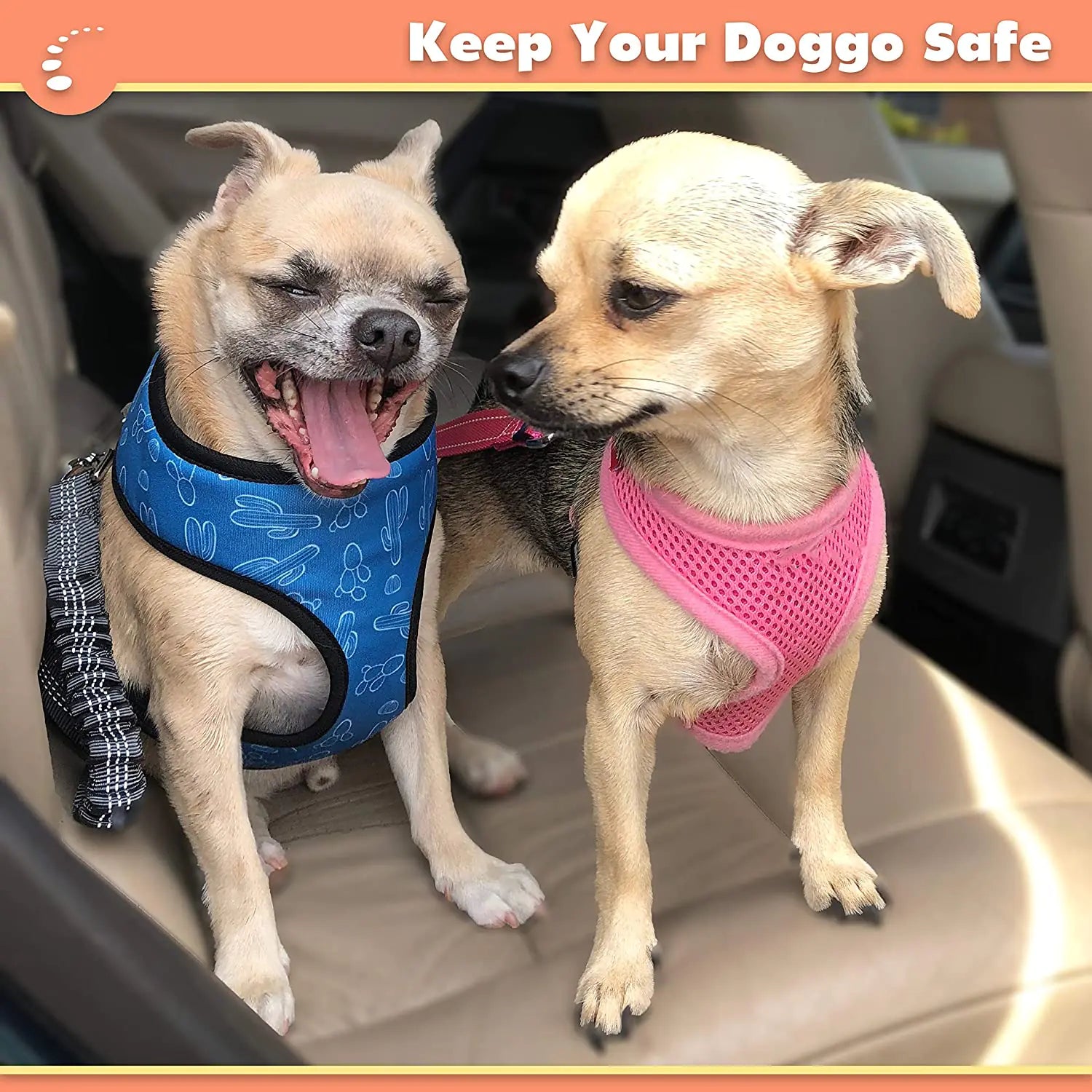 2 Pack Adjustable Car Dog Harness Pi-Mart