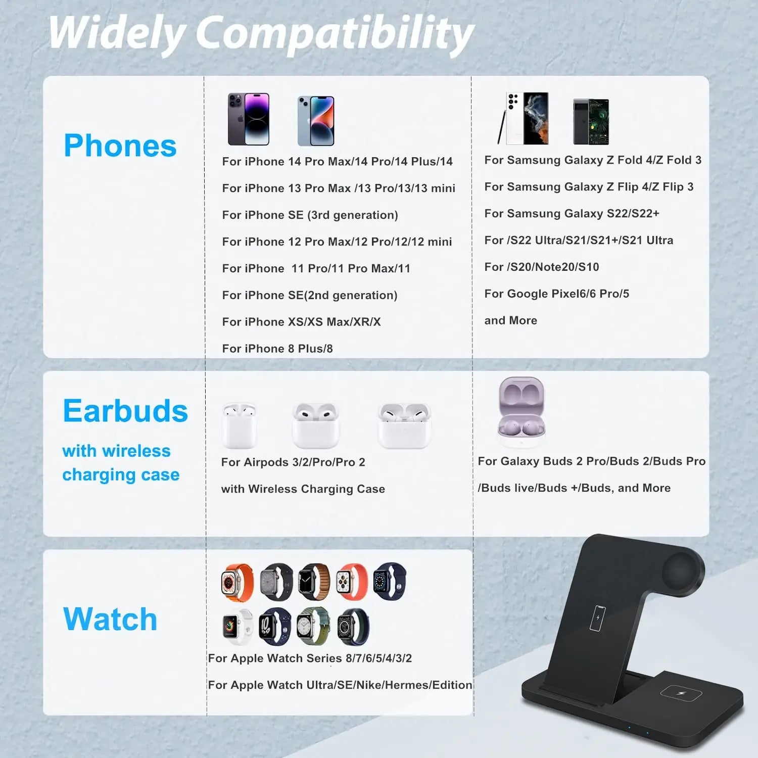3in1 Wireless Fast Charger Dock Station Pi-Mart