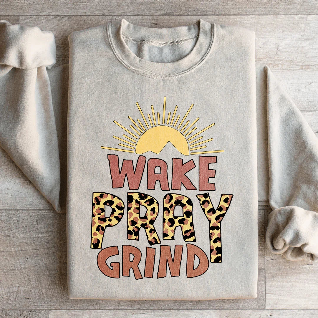 Wake Pray Grind Sweatshirt Peachy Sunday