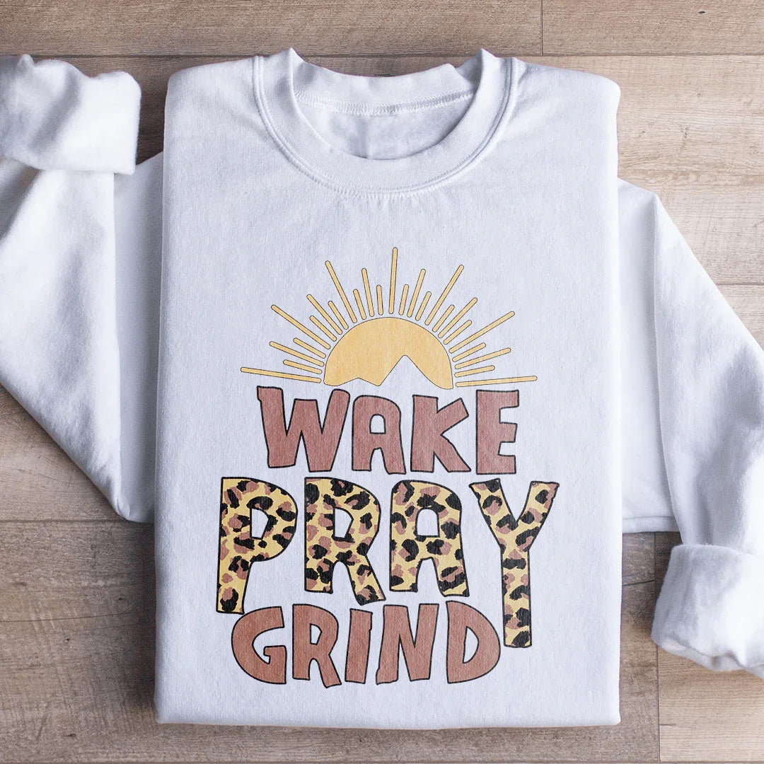 Wake Pray Grind Sweatshirt Peachy Sunday