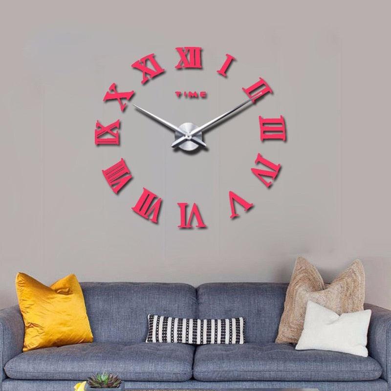 Wall Clock Promotion New Home Decor Large Roman Mirror 3D Wall Clock Mirror Surface Decorative Clock Large Wall Sticker Clock for Living Room Bedroom Office Home Decorations Fashion  Modern Quartz Clocks Living Room  Sticker Watch Stevvex