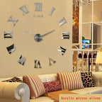 Wall Clock Promotion New Home Decor Large Roman Mirror 3D Wall Clock Mirror Surface Decorative Clock Large Wall Sticker Clock for Living Room Bedroom Office Home Decorations Fashion  Modern Quartz Clocks Living Room  Sticker Watch Stevvex