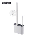 Wall Hanging Toilet Brush with Holder Set Silicone Bristles For Floor Bathroom Cleaning Toilet Brush And Holder Set Wall-Hanging Landing Toilet Bowl Brush Household Hotel Cleaner With Small Brush For Bathroom Stevvex