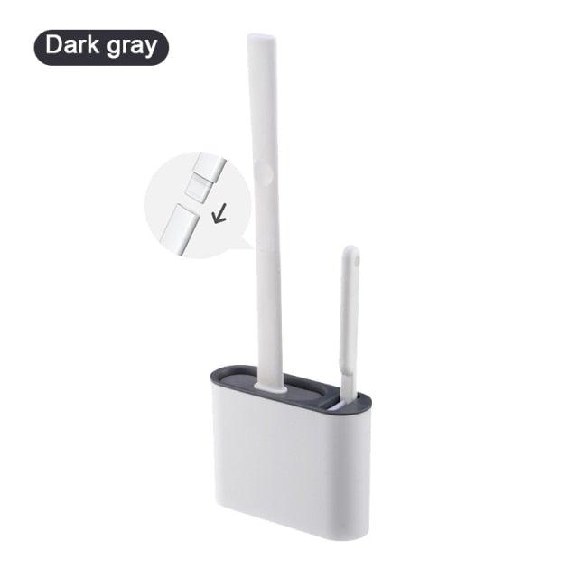 Wall Hanging Toilet Brush with Holder Set Silicone Bristles For Floor Bathroom Cleaning Toilet Brush And Holder Set Wall-Hanging Landing Toilet Bowl Brush Household Hotel Cleaner With Small Brush For Bathroom Stevvex