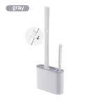 Wall Hanging Toilet Brush with Holder Set Silicone Bristles For Floor Bathroom Cleaning Toilet Brush And Holder Set Wall-Hanging Landing Toilet Bowl Brush Household Hotel Cleaner With Small Brush For Bathroom Stevvex