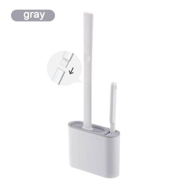 Wall Hanging Toilet Brush with Holder Set Silicone Bristles For Floor Bathroom Cleaning Toilet Brush And Holder Set Wall-Hanging Landing Toilet Bowl Brush Household Hotel Cleaner With Small Brush For Bathroom Stevvex