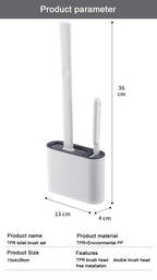Wall Hanging Toilet Brush with Holder Set Silicone Bristles For Floor Bathroom Cleaning Toilet Brush And Holder Set Wall-Hanging Landing Toilet Bowl Brush Household Hotel Cleaner With Small Brush For Bathroom Stevvex