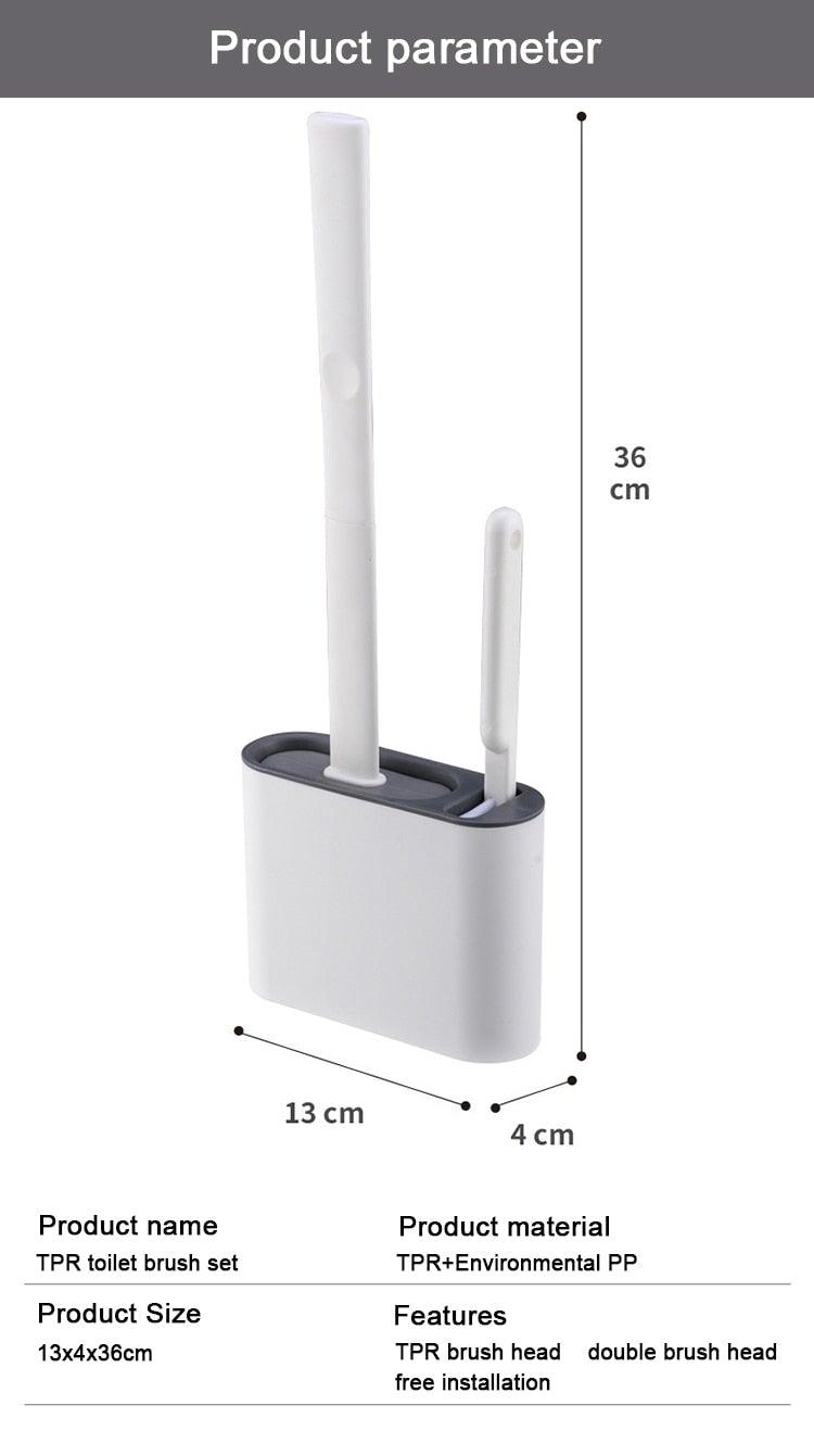 Wall Hanging Toilet Brush with Holder Set Silicone Bristles For Floor Bathroom Cleaning Toilet Brush And Holder Set Wall-Hanging Landing Toilet Bowl Brush Household Hotel Cleaner With Small Brush For Bathroom Stevvex