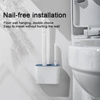 Wall Hanging Toilet Brush with Holder Set Silicone Bristles For Floor Bathroom Cleaning Toilet Brush And Holder Set Wall-Hanging Landing Toilet Bowl Brush Household Hotel Cleaner With Small Brush For Bathroom Stevvex